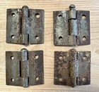1607   matching Set Of 4 Antique Small Metal Cupboard Cabinet Door Butt Hinges