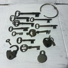 Lot Of Antique Skeleton Keys Vintage Jailer Ring Brass Barrel   Iron Locks As Is