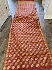 Indian Womens Pre-owned Vintage Orange Silk Banarasi Saree Sari Fabric crafts