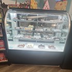 Commercial Curved Glass Refrigerated Floor Display Case  3 Shelves