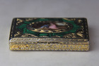 German Parcel Gilt 800 Silver   Enameled Rectangular Snuff Box W  Courting Scene