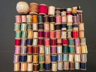 Mixed Lot Of 85 Vintage Antique Sewing Thread Wood Spools