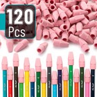 - Pencil Top Erasers  120 Pack  Pink  Latex-free