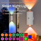 Motion Sensor Led Night Light Indoor Usb Charging Colors Change Wall Lamp Decor