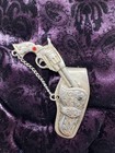Vintage Old Western Sterling Silver 7g Cowboy Revolver   Holster Mexico