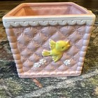 Vtg Luv Japan Ceramic Pink Baby Floral Lamb Planter Nursery Perfect For Hair Bow