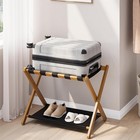 Luggage Rack  Folding Luggage Rack For Guest Room  Walnut Bamboo Suitcase Sta   