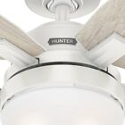 Hunter Fan 52 In Contemporary In Fresh White Ceiling Fan W Light And Pull Chain