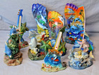 Lot Of 8 Dolphin Figurines Resin Sea Life Decor Mermaid Globe Beach Thermometer