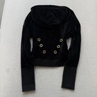 Juicy Couture Women s Black Velour Zip-up Hoodie Gold Grommets Black Label Size