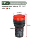 2 Pcs Indicator Light  Led Turn Signal Neon Light Lamp green Red  Ac 220v 