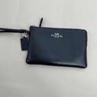 Nwt Coach F54626 Crossgrain Leather Cornerzip Wristlet Midnight New