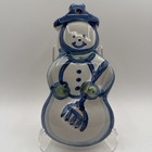M  A  Hadley Large Stoneware Pottery Snowman Signed Wall Plaque Ornament
