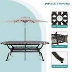 Large Outdoor Patio Oval Dining Table 84-in Cast Aluminum Fits For 6-8 Person