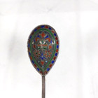 Antique Russian Imperial Silver Cloisonne Enamel Spoon Twist Stem Marked