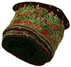 Antique Vintage Sari Border Indian Craft Trim Embroidered Green Rust Lace Ribbon