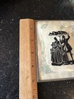 Vintage Reverse Painted Convex Glass Silhouette Picture Victorian Couple 4 x5 