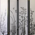70  Tall 4-panel Screen   Room Divider  Floral Design With Black Finish