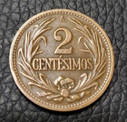 1944 Uruguay 2 Cent  simos Coin