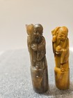 Two  2  Vintage Chinese Carved Soapstone Figure Of Shou Lao  2 3 4 
