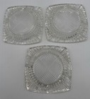 3 Vintage 4  Square Clear Glass Ashtray No Chips Or Cracks