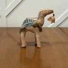 Vintage Stuffed Leather Wrapped Tan Camel Sculpture Figurine 5 5    Nativity Decor