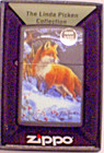 New Windproof Zippo Usa Oil Lighter 48596 Linda Picken Red Fox Black Matte Case
