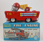 Vintage Fire Engine Tin Toy Friction Powered A1 Japan W  Box Moving Ladder F d 