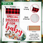 Personalized Baby Christmas Stocking With Name Tag - Buffalo Plaid 16 5