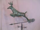Huge Handcrafted 3 Dimensional Jumping Deer Weathervane Copper Patina Finish