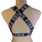 Pink Victoria s Secret Sports Bra Burgundy Black Logo Strappy Back Athletic S