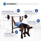 Stamina Adjustable Steel Weight Bench Barbell Rack Combo Set For Home Gym  Black