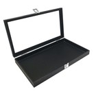 Us Seller   2pc Black Wooden Jewelry Display Case Organizer With Glass Top