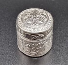Antique Sterling Silver Taxco Hecho En Mexico Engraved Pill snuff trinket Box 