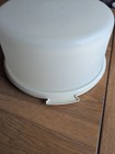 Tupperware  1256-6  Almond Colored Cake Taker Carrier 14 diameter 7 Inches High