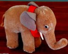 Vintage Steiff Plush Mohair Elephant Red Felt Saddle   Double Bells 4  Tall