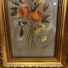 Antique Set 2 Framed Original Rossi Oil Paintings Still Life Flowers Italy