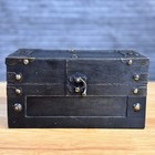 8  Vintage Wooden Container Chest Bronze Details  Black Antique Box Gift Storage