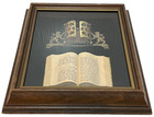 Vintag Judaica Jewish Hebrew Prayer Book   Lions Of Judah 10 Commandments Framed