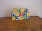 14 Vintage Disney Wooden Blocks Plus 2 Mickey Mouse Donald Duck Spinning Top Toy