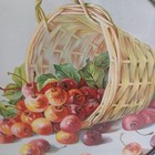 Victorian Chimney Flue Cover Lithograph Art Glass 9 5 Still Life Cherries Basket