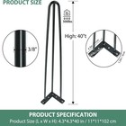 Hairpin Table Legs 40 Inch  3-rod Heavy Duty Metal Coffee Table Legs Black