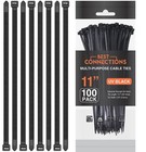 500 Pieces 11  Uv Black Nylon Cable Straps Zip Ties 50 Lbs Tensile Strength