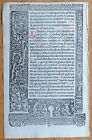 Woodcut Border Ornamental - Post Incunable Leaf Book Of Hours Hardouin - 1510