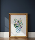 Floral Watercolor Wallart Print  Signed Original Artist Spring Dec unframed 8x10
