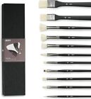Artify 11 Pieces Professional Artist Paint Brush Set Natural Hog Bristle Brushes