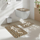 Leopard Cheetah Print Brown Get 4pcs Bathroom Shower Curtain Set With Rugs