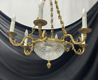 Restored Antique Vtg Ornate Bronze Chandelier Arts Crafts Nouveau Deco Victorian