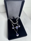 925 Sterling Silver Blue Cz Jewelry Set Necklace Earrings Ring Bracelet Gift Box