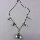 Vintage Antique Czech Art Deco Iris Bicone Glass Rainbow Necklace Dangle